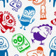 Funny Cartoon Monsters Seamless Wall Decal