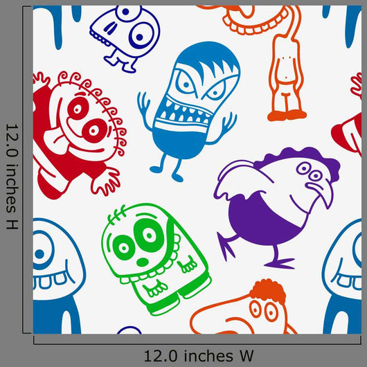 Funny Cartoon Monsters Seamless Wall Decal