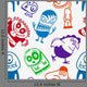 Funny Cartoon Monsters Seamless Wall Decal