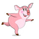 Pig  in yoga poses. Dancing pig Wall Decal