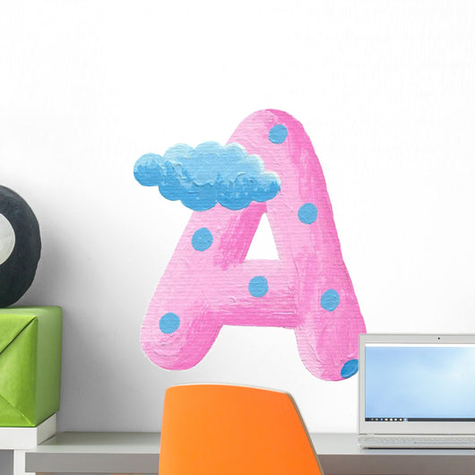 Initial pink letter A with clouds Wall Decal
