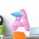 Initial pink letter A with clouds Wall Decal