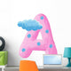 Initial pink letter A with clouds Wall Decal