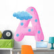 Initial pink letter A with clouds Wall Decal