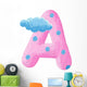 Initial pink letter A with clouds Wall Decal