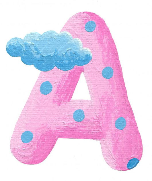 Initial pink letter A with clouds Wall Decal