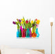 Colorful tulips in glass vases Wall Mural