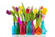 Colorful tulips in glass vases Wall Mural