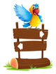A colorful bird and the signboard Wall Decal