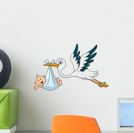 Stork with Baby Wall Decal