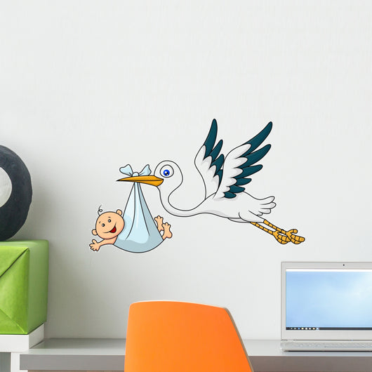 Stork with Baby Wall Decal