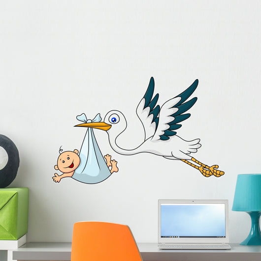 Stork with Baby Wall Decal