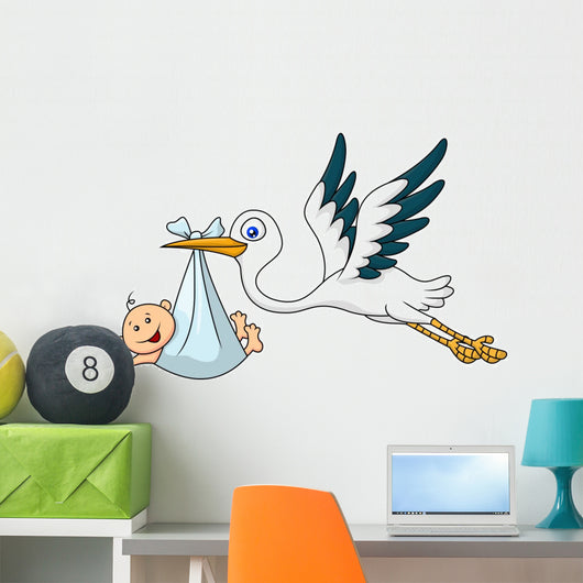 Stork with Baby Wall Decal