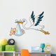 Stork with Baby Wall Decal