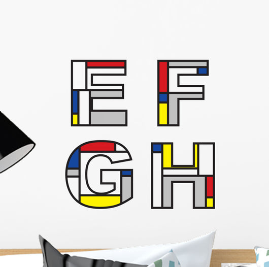 Mondrian Alphabet Letters Wall Decal