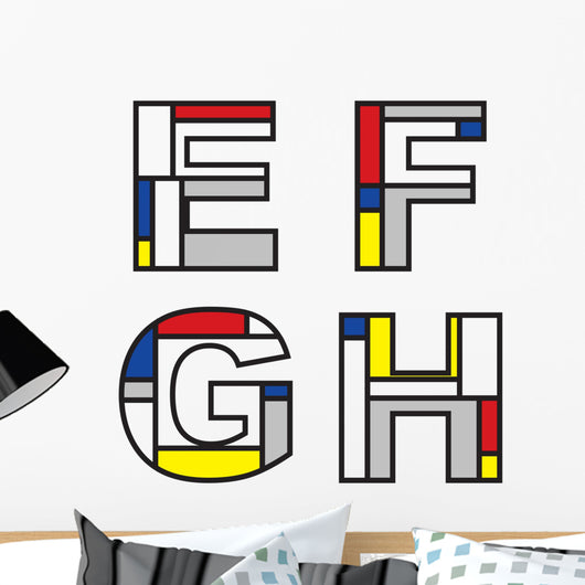 Mondrian Alphabet Letters Wall Decal