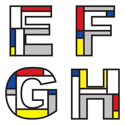 Mondrian Alphabet Letters Wall Decal