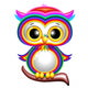 Rainbow Baby Owl Cartoon Gufo Cucciolo Arcobaleno-Vector Wall Decal