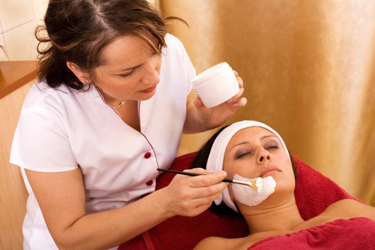 young woman in beauty salon, beauty mask Wall Mural