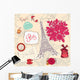 Vector Set Paris Illustrated Symbols Wall Decal