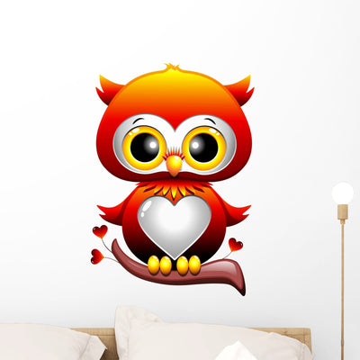Baby Owl Love Owl Wall Decal shown on a wall