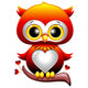 Baby Owl Love Owl Cartoon Puppy Hearts and Love-Vector Wall Decal