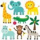 Cute Baby Safari Animals Wall Decal Sticker Set