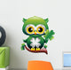 Baby Owl St Patrick Owl Cartoon Puppy with Quadrifoglio Wall Decal