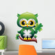 Baby Owl St Patrick Owl Cartoon Puppy with Quadrifoglio Wall Decal