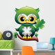 Baby Owl St Patrick Owl Cartoon Puppy with Quadrifoglio Wall Decal