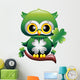 Baby Owl St Patrick Owl Cartoon Puppy with Quadrifoglio Wall Decal