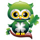 Baby Owl St Patrick Owl Cartoon Puppy with Quadrifoglio Wall Decal