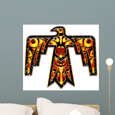 Thunderbird Thunderbird Native American Wall Decal shown on a wall