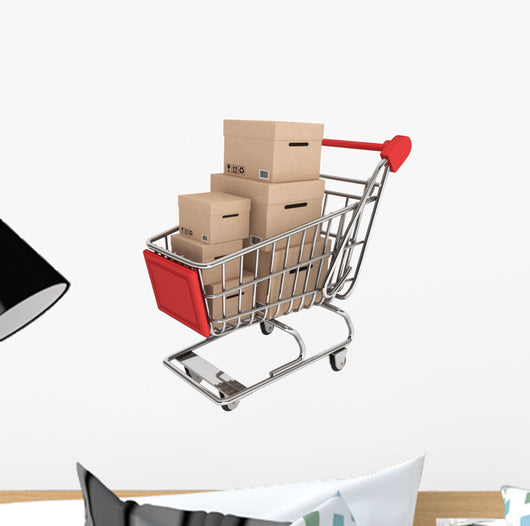 Shopping Cart with Stack Wall Decal