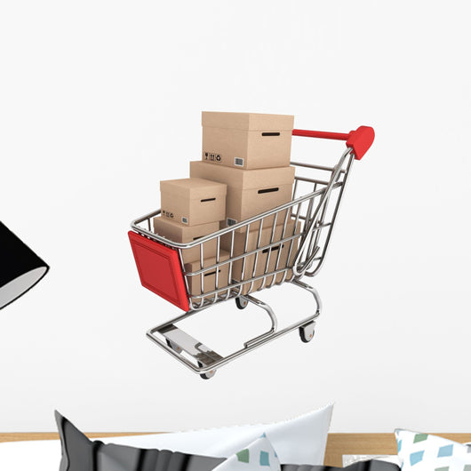 Shopping Cart with Stack Wall Decal