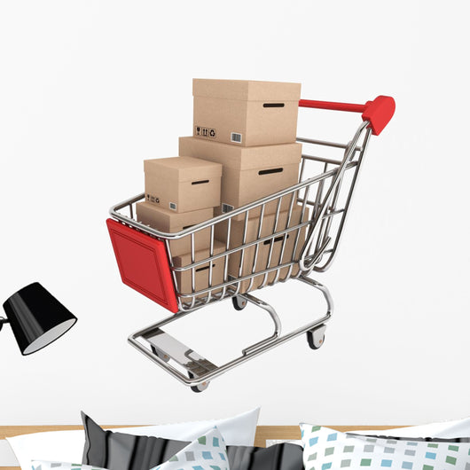 Shopping Cart with Stack Wall Decal