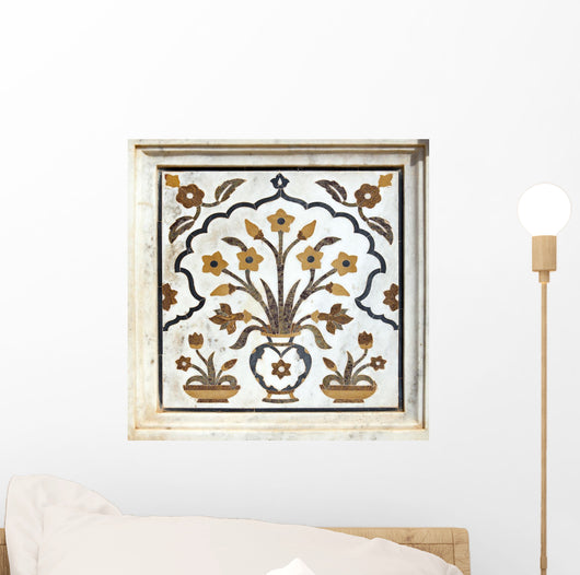 Marble inlay work, cenotaphs of Shivpuri. Madhya Pradesh. Wall Mural
