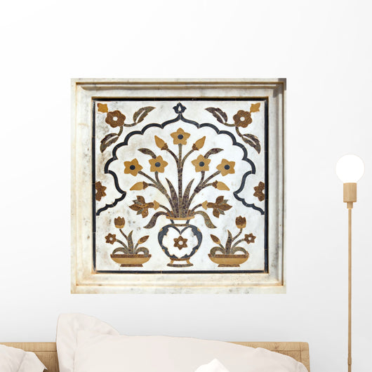 Marble inlay work, cenotaphs of Shivpuri. Madhya Pradesh. Wall Mural