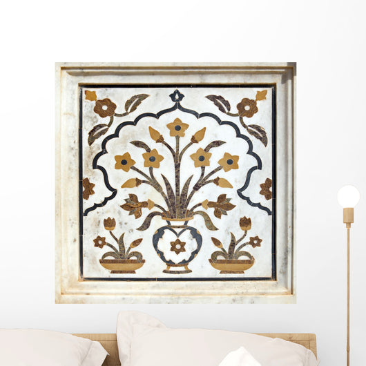 Marble inlay work, cenotaphs of Shivpuri. Madhya Pradesh. Wall Mural