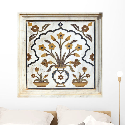 Marble inlay work, cenotaphs of Shivpuri. Madhya Pradesh. Wall Mural
