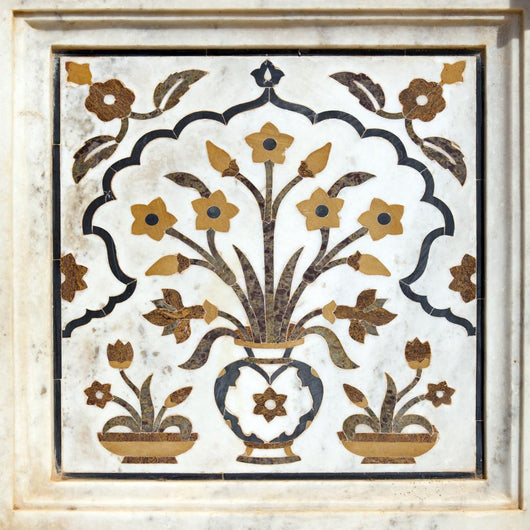 Marble inlay work, cenotaphs of Shivpuri. Madhya Pradesh. Wall Mural