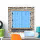 Old Blue Painted Wooden Window Wall Mural