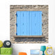 Old Blue Painted Wooden Window Wall Mural