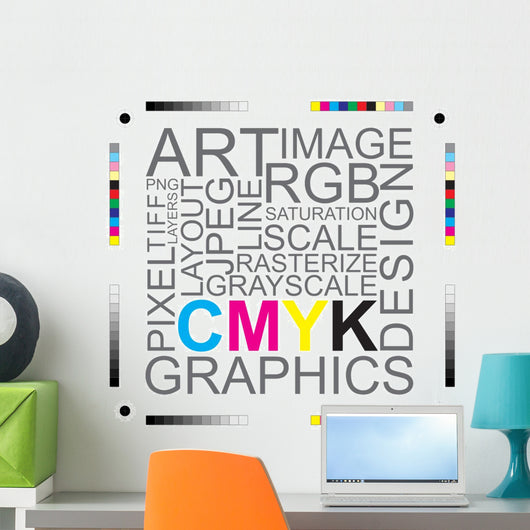 CMYK Letters Design Art Image Wall Decal