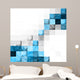 abstract blue colorful seamless blocks floral structure  vector Wall Mural