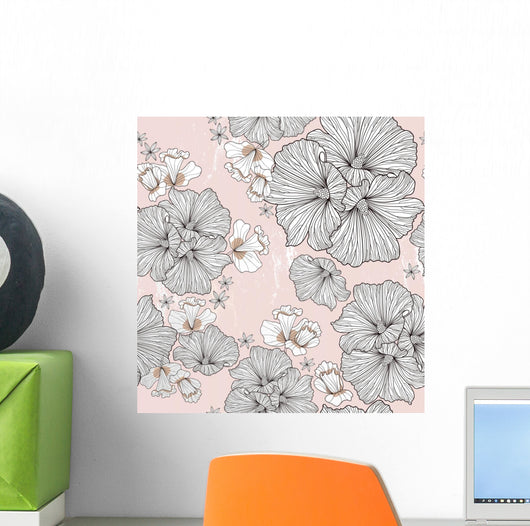 Pink Vintage Floral Wall Mural