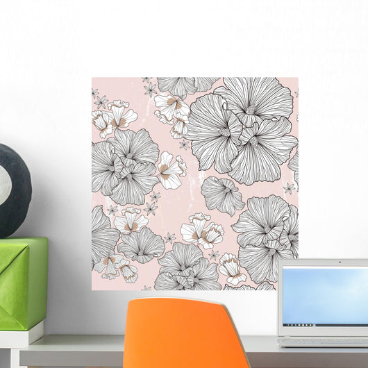 Pink Vintage Floral Wall Mural