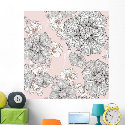 Pink Vintage Floral Wall Mural