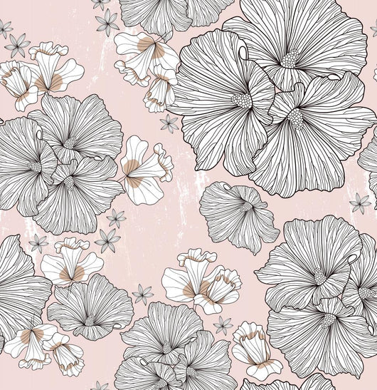 Pink Vintage Floral Wall Mural