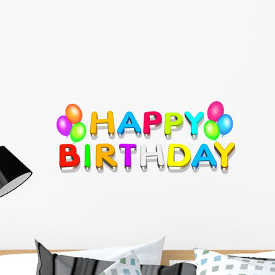 Happy Birthday Wall Decal shown on a wall